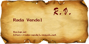 Rada Vendel névjegykártya